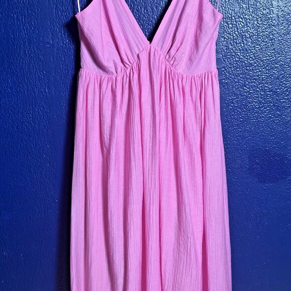 MABLE Pink Maxi Dress with Back Bow Lined Rayon Feminine Wedding Party Medium - Picture 15 of 16